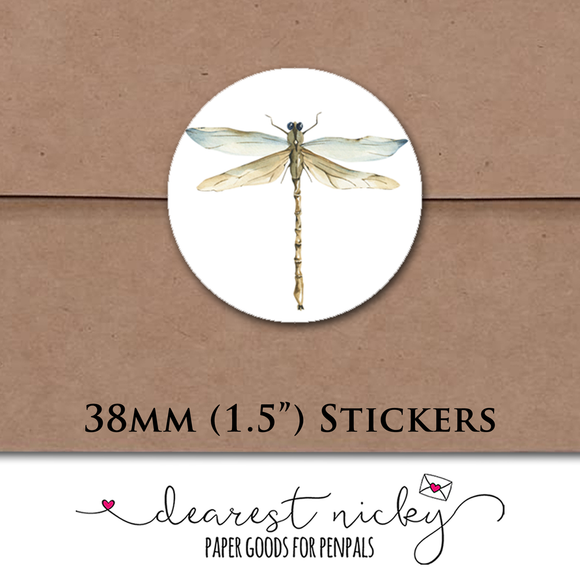 Dragonflies & Water Lilies Envelope Seals <br> Set of 30 Stickers