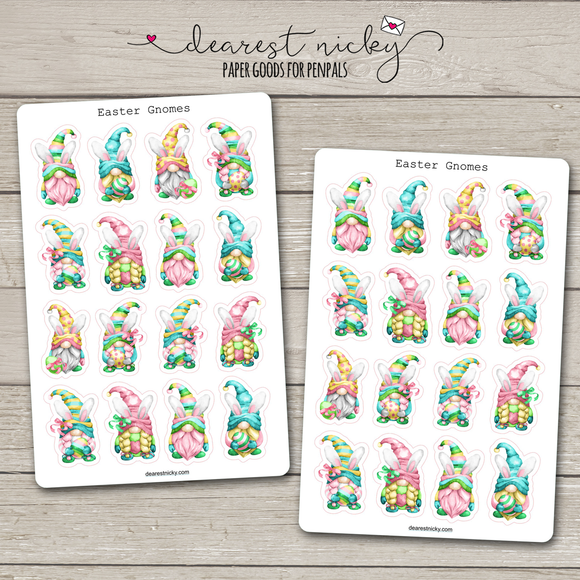 Easter Gnomes Stickers - 2 Sheets