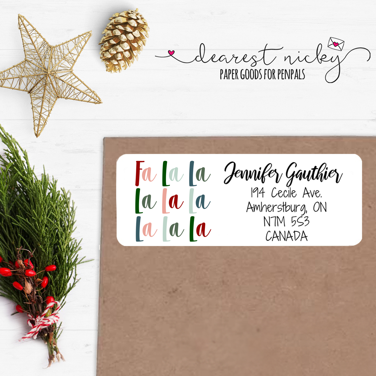 Fa La La Custom Return Address Labels Set of 30