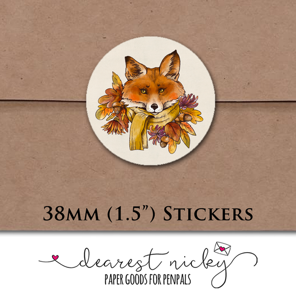 Fall Fox Envelope Seals <br> Set of 30 Stickers