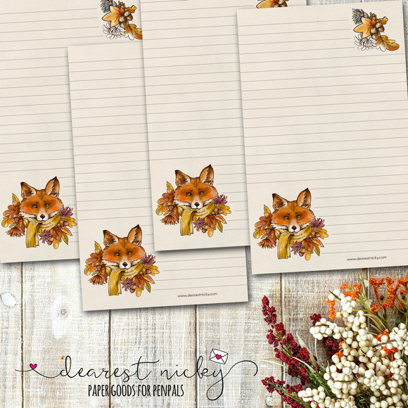 Fall Fox Letter Writing Paper