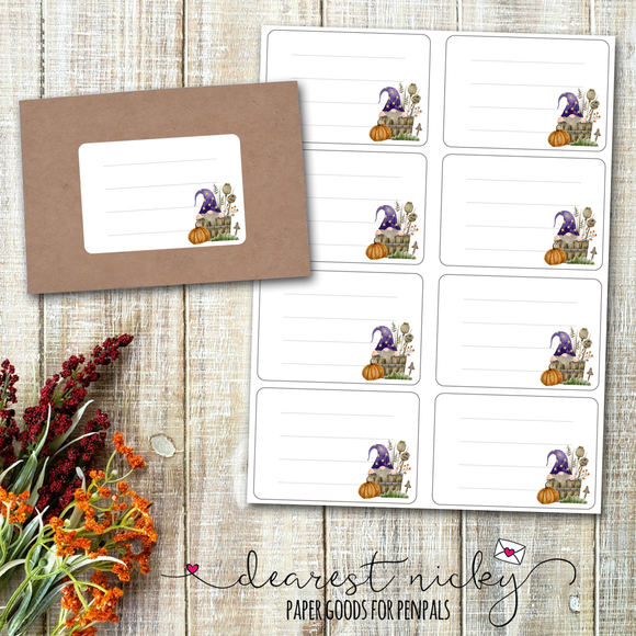 Fall Gnome Address Labels <br> Set of 16
