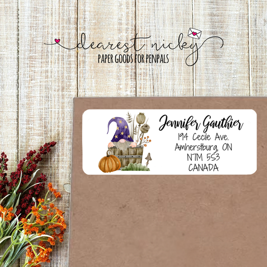 Fall Gnome Custom Return Address Labels Set of 30