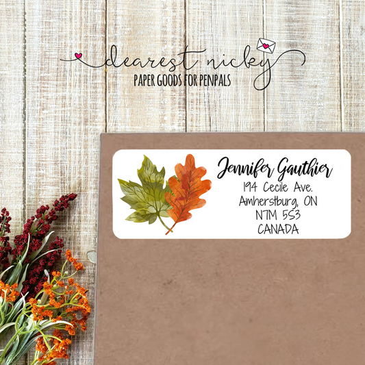 Fall Leaves Custom Return Address Labels Set of 30