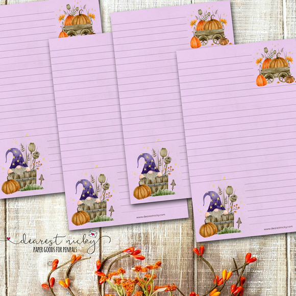 Fall Gnome Letter Writing Paper