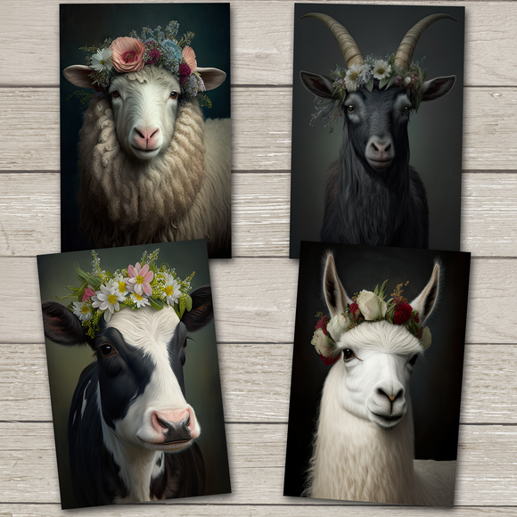 Farm Friends Postcards - Set of 4 - New Premium Cardstock