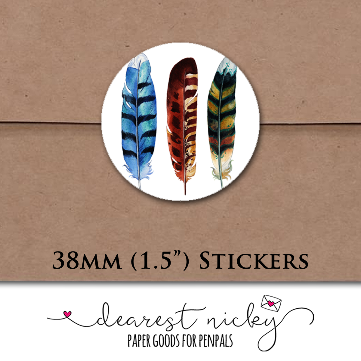 Feathers Envelope Seals - Set of 30 Stickers