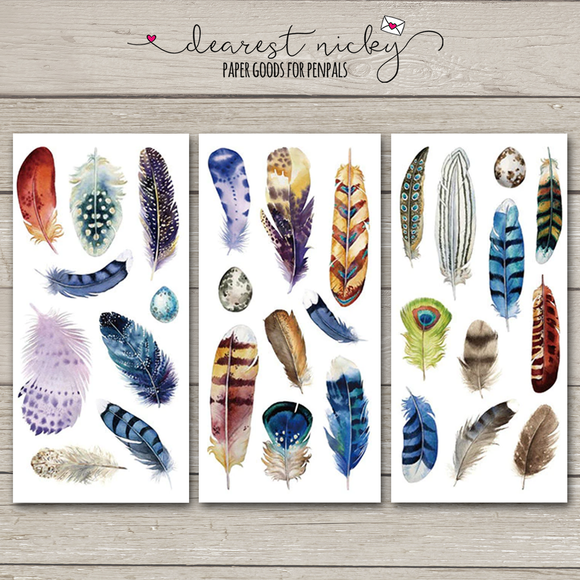 Feather Washi Stickers - 3 Sheets
