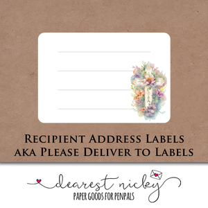 Floral Cross Mailing Address Labels <br> Set of 16