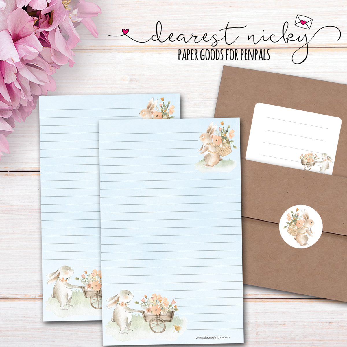 Flower Cart Bunny Letter Writing Set