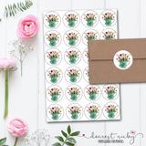 Flower Teacup Envelope Seals <br> Set of 30 Stickers