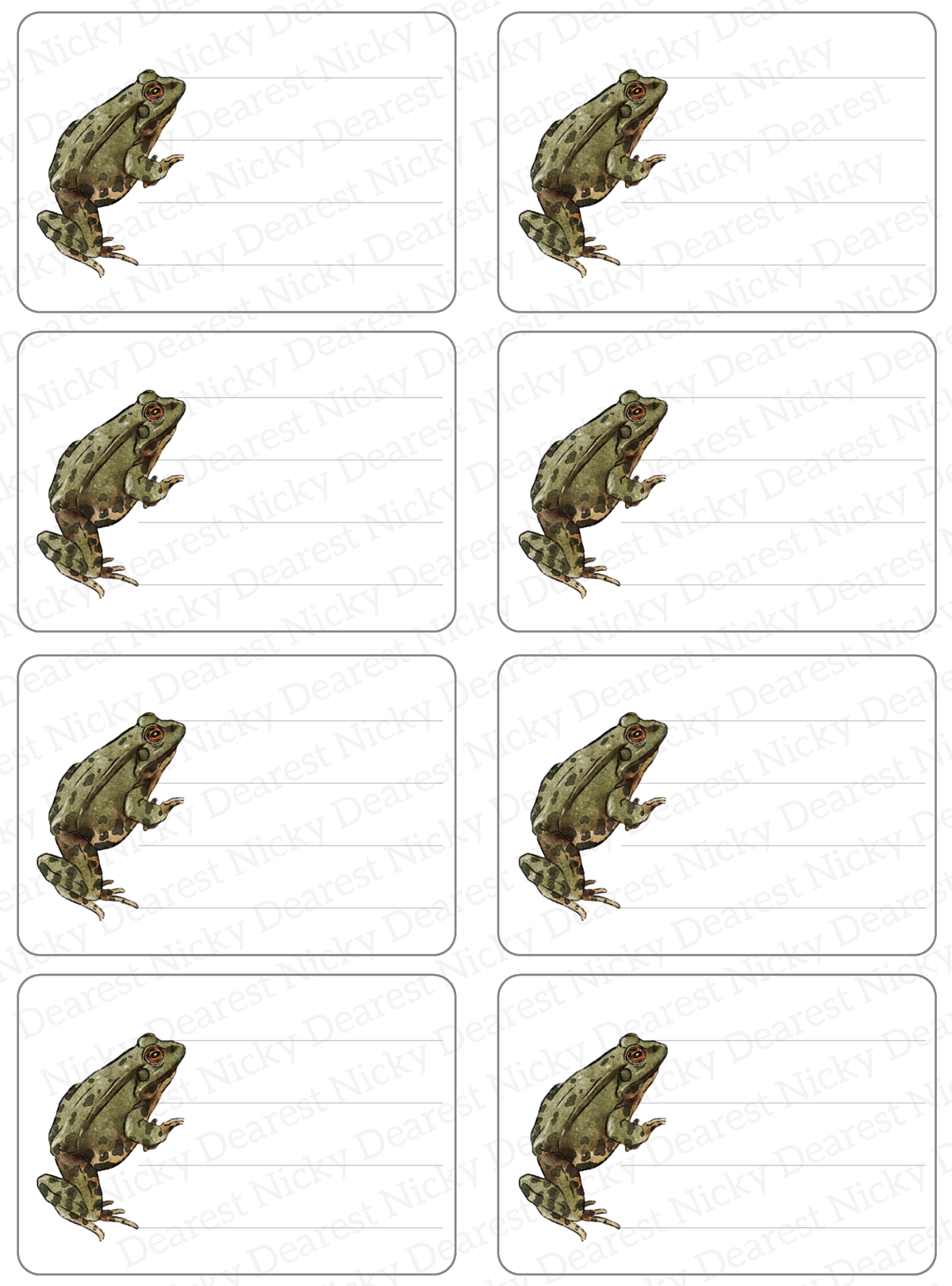 Frog Mailing Address Labels - Set of 16