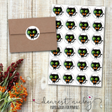 Rufus the Halloween Kitty Envelope Seals <br> Set of 30 Stickers