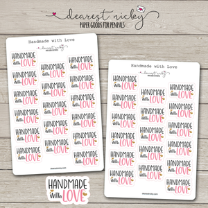 Handmade with Love Stickers - 2 Sheets