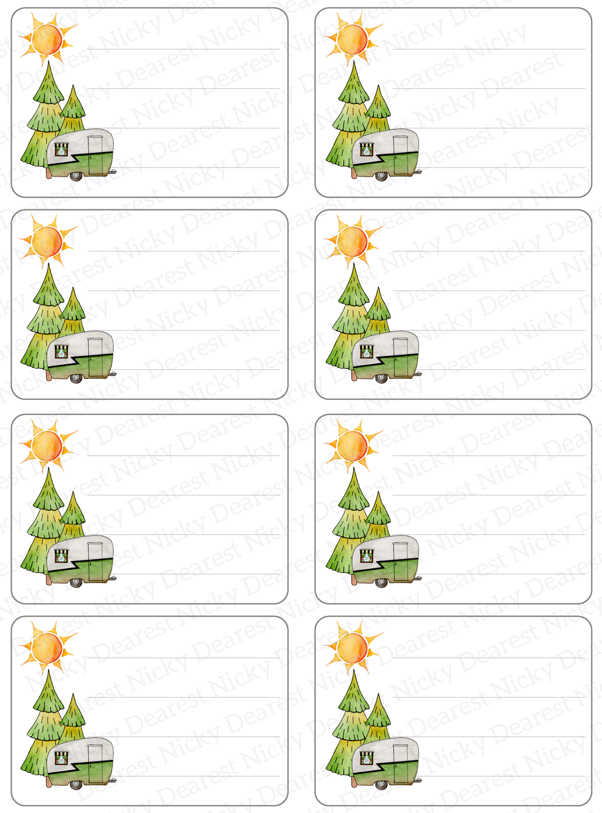 Happy Camper Mailing Address Labels - Set of 16