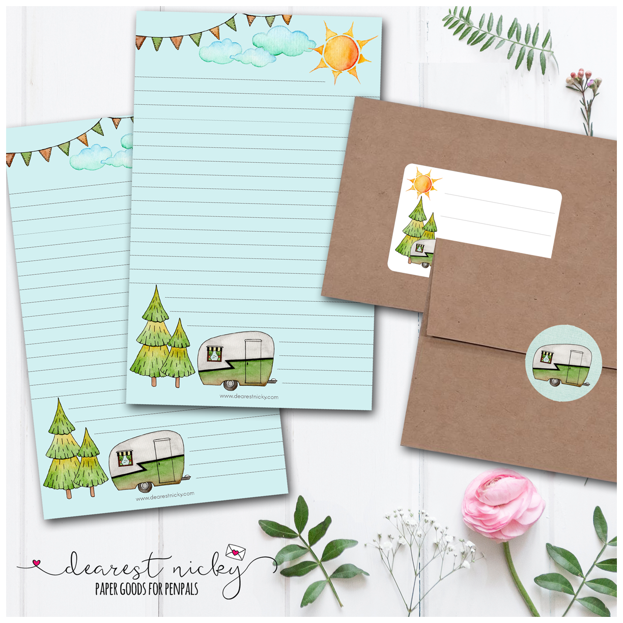 Happy Camper Mailing Address Labels - Set of 16