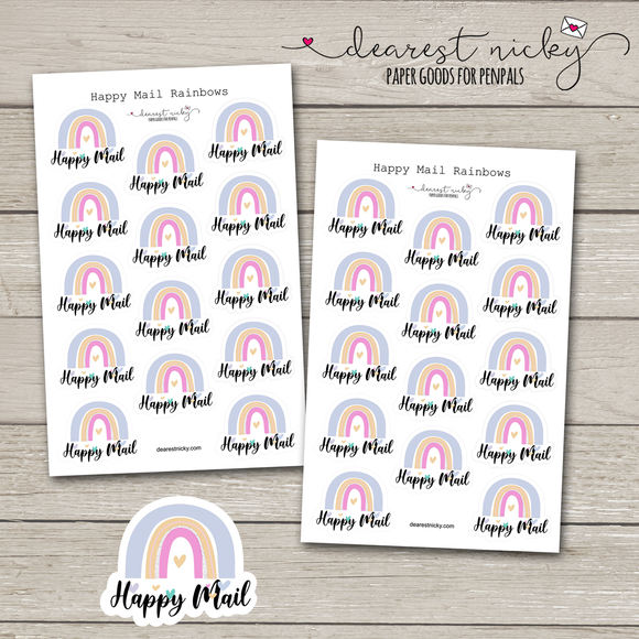 Happy Mail Rainbow Stickers - 2 Sheets