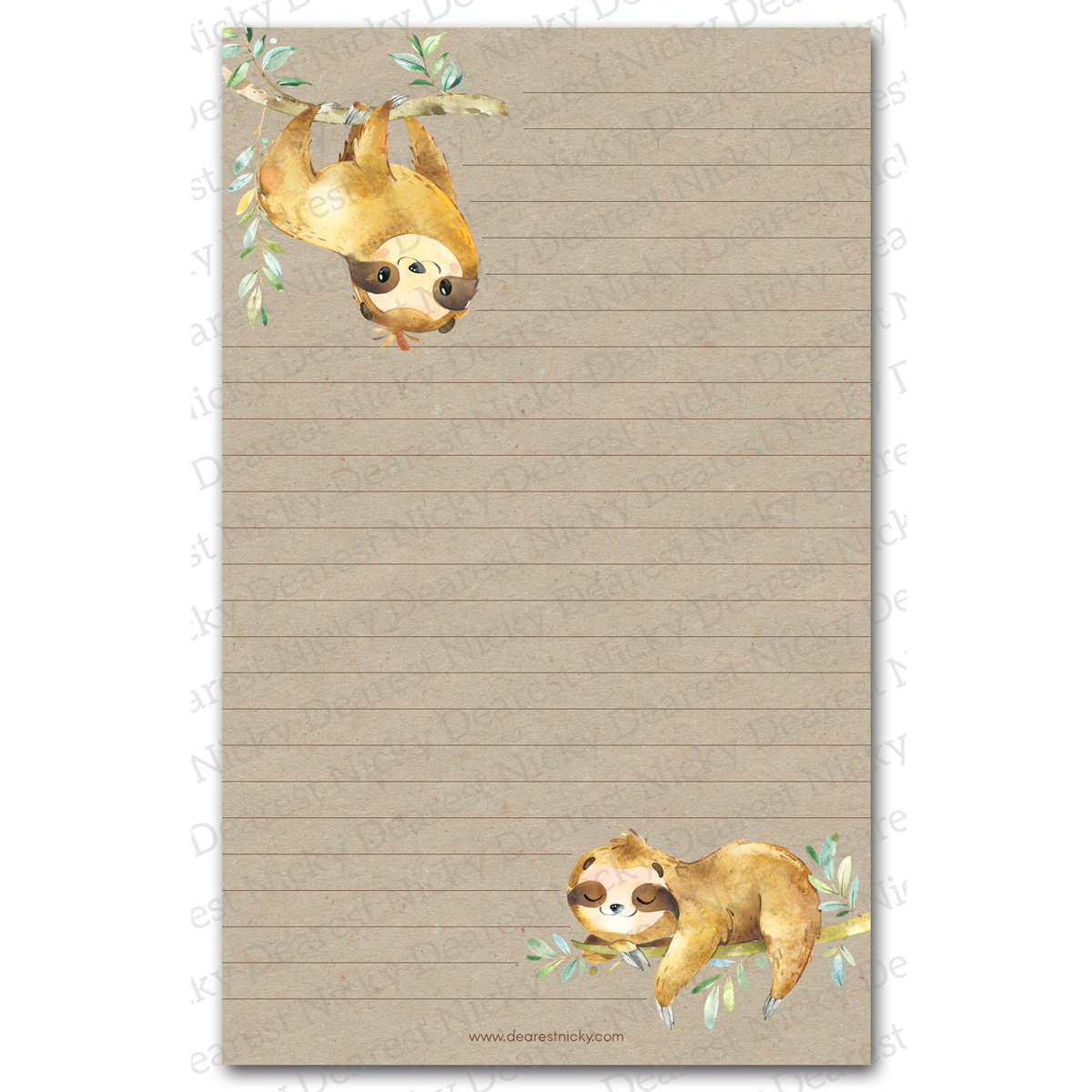Papier à lettres Happy Sloths