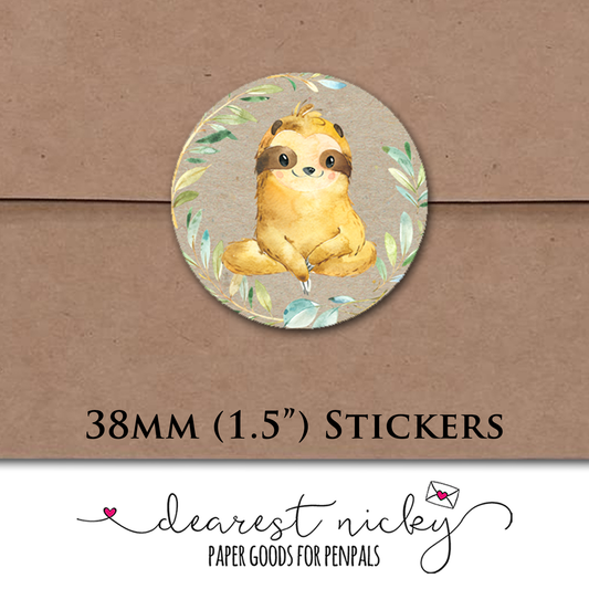 Happy Sloths Envelope Seals - Set of 30 Stickers