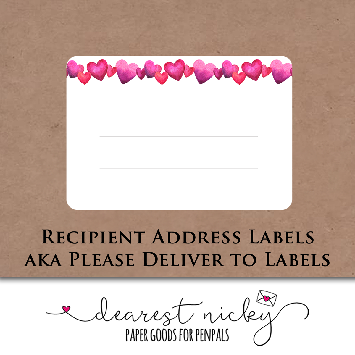 Heart Border Mailing Address Labels - Set of 16