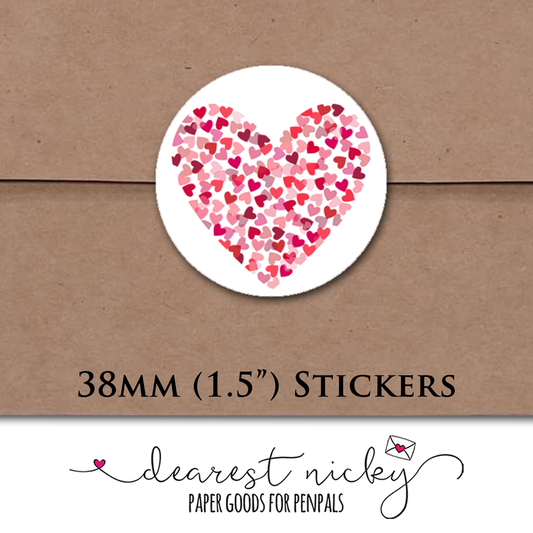 Heart Confetti Envelope Seals - Set of 30 Stickers