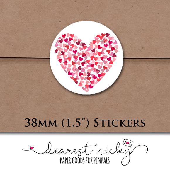 Heart Confetti Envelope Seals <br> Set of 30 Stickers