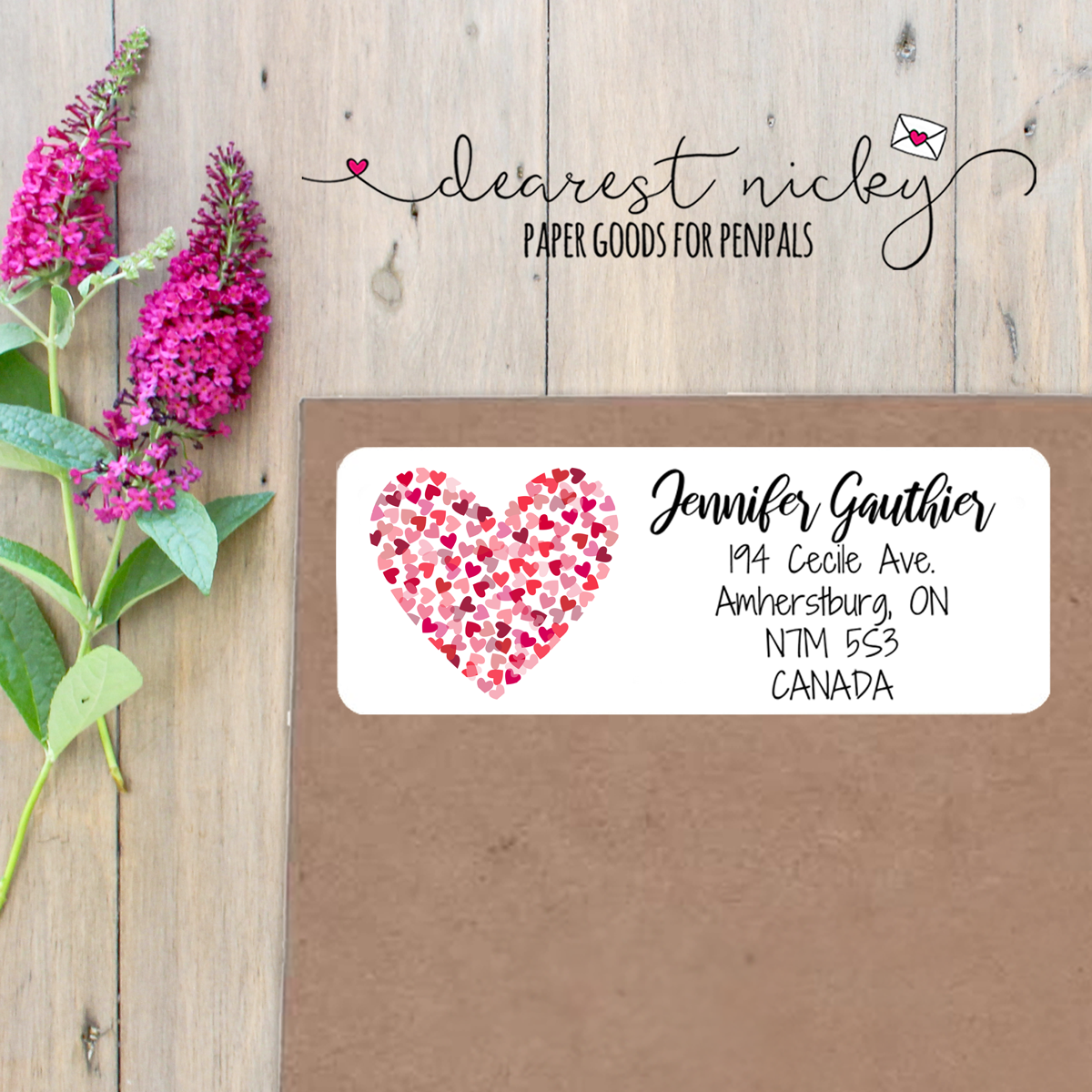 Heart Confetti Custom Return Address Labels Set of 30