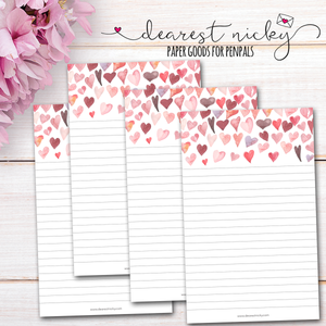 Hearts Letter Writing Paper