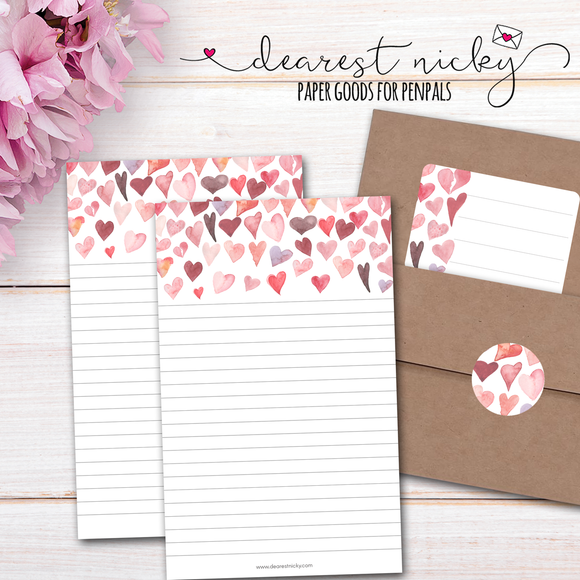 Hearts Letter Writing Set