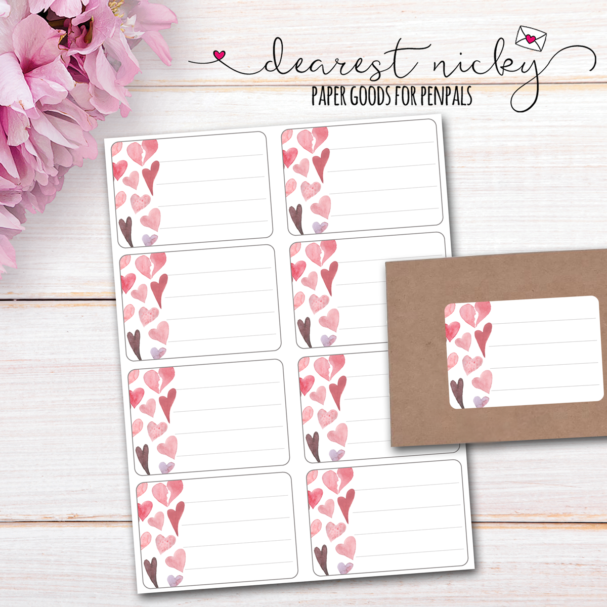 Hearts Mailing Address Labels - Set of 16