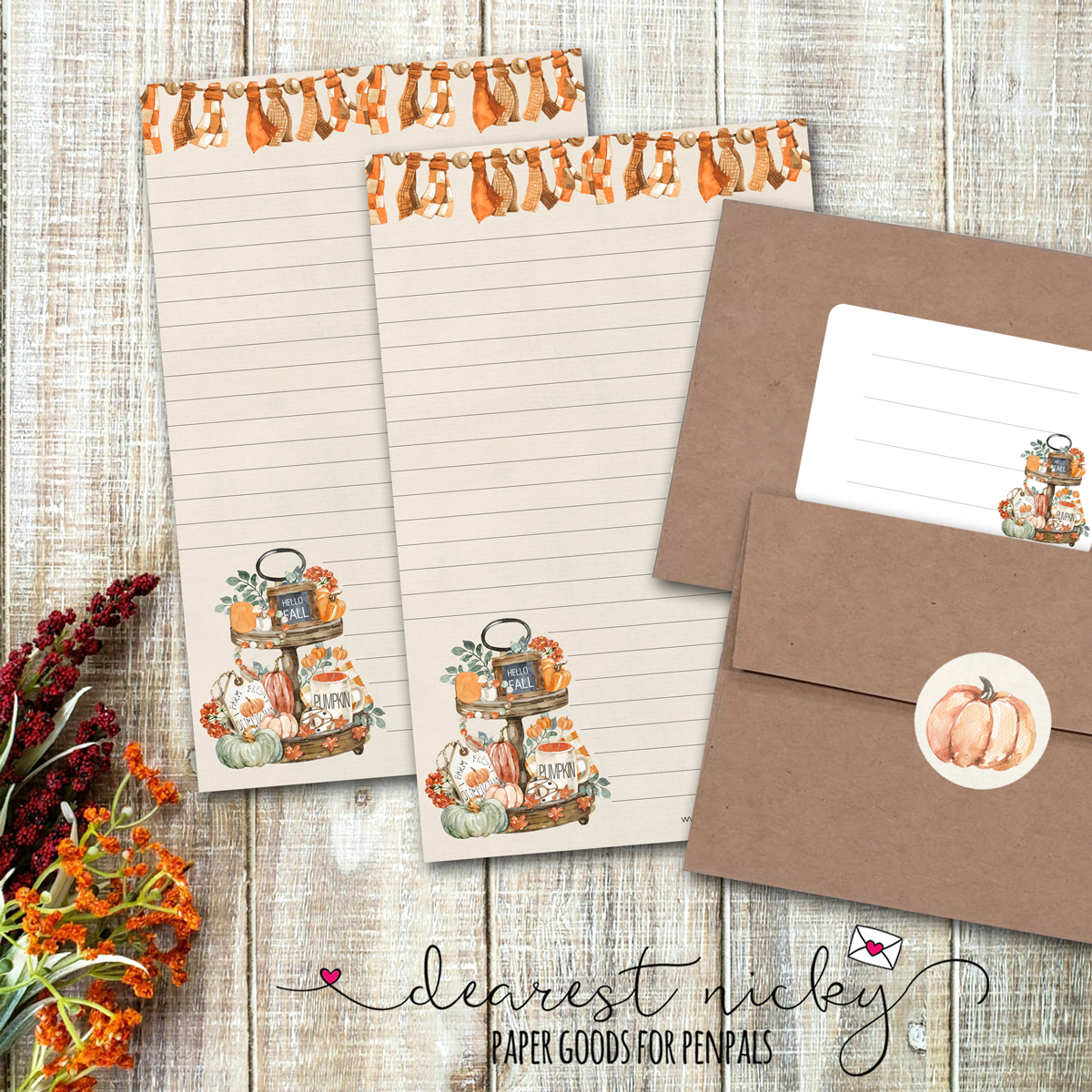 Hello Fall Tiered Tray Envelope Seals - Set of 30 Stickers