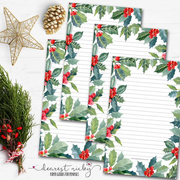 Holly Frame Letter Writing Paper