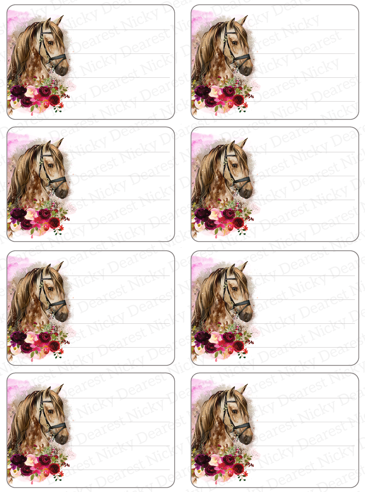 Étiquettes d'adresse postale pour chevaux<br> Lot de 16