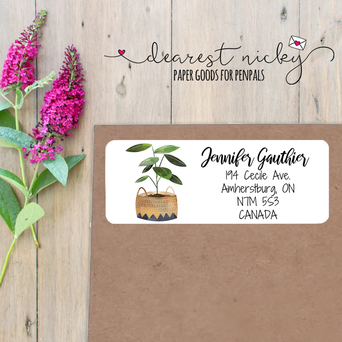 House Plant Custom Return Address Labels Set of 30