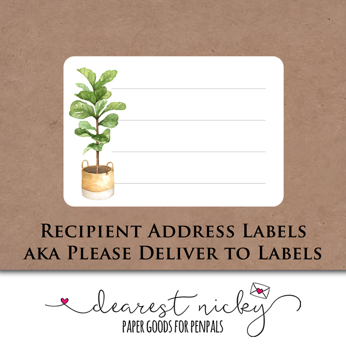 House Plants Address Labels - Set of 16