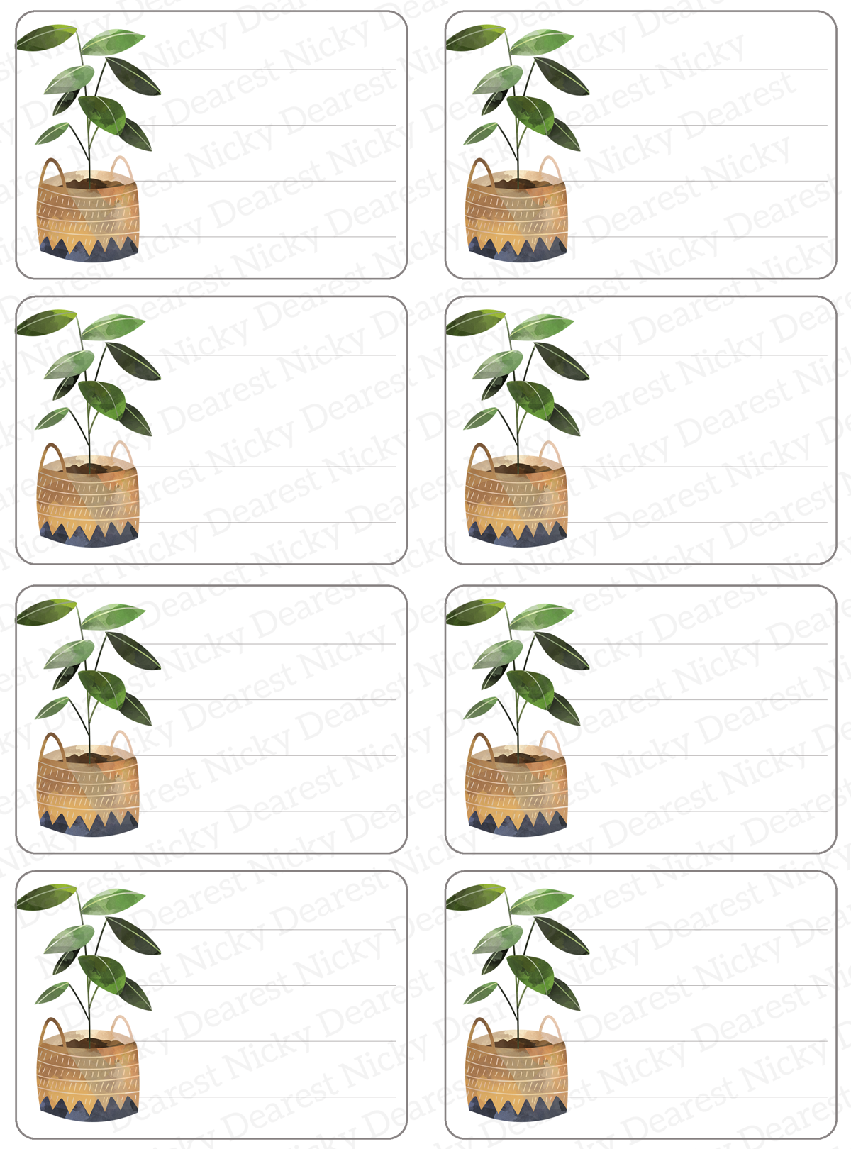 House Plants Mailing Address Labels - Set of 16