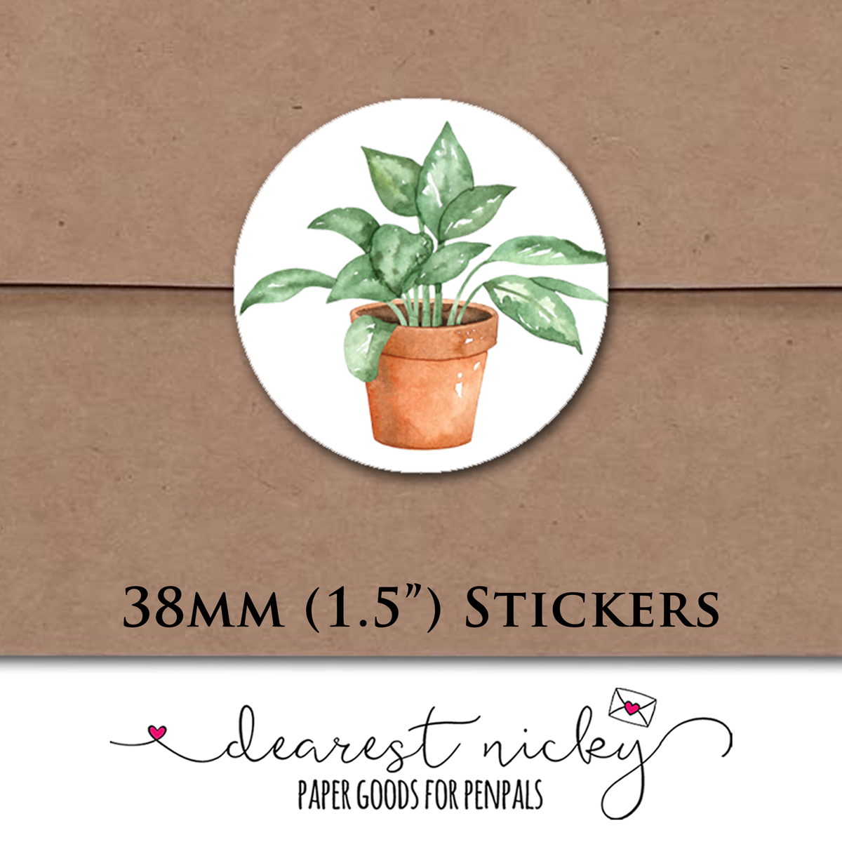 House Plants Envelope Seals - Set of 30 Stickers