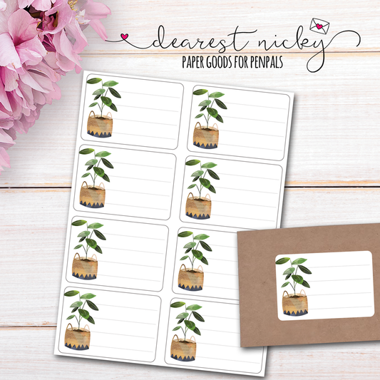 House Plants Mailing Address Labels - Set of 16