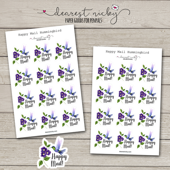 Happy Mail Hummingbird Stickers - 2 Sheets