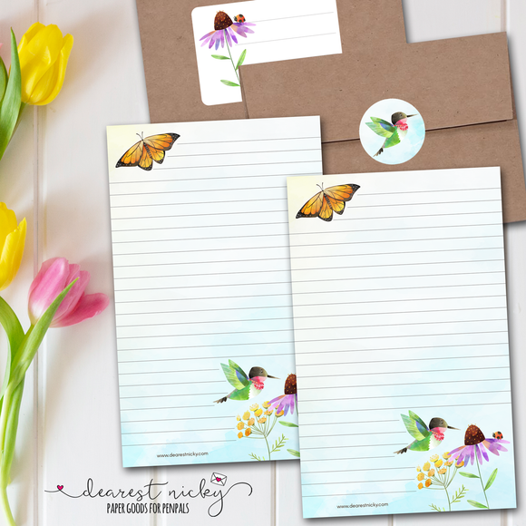 Hummingbird and Coneflower Letter Writing Set