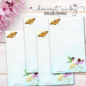 Hummingbird and Coneflower Letter Writing Paper