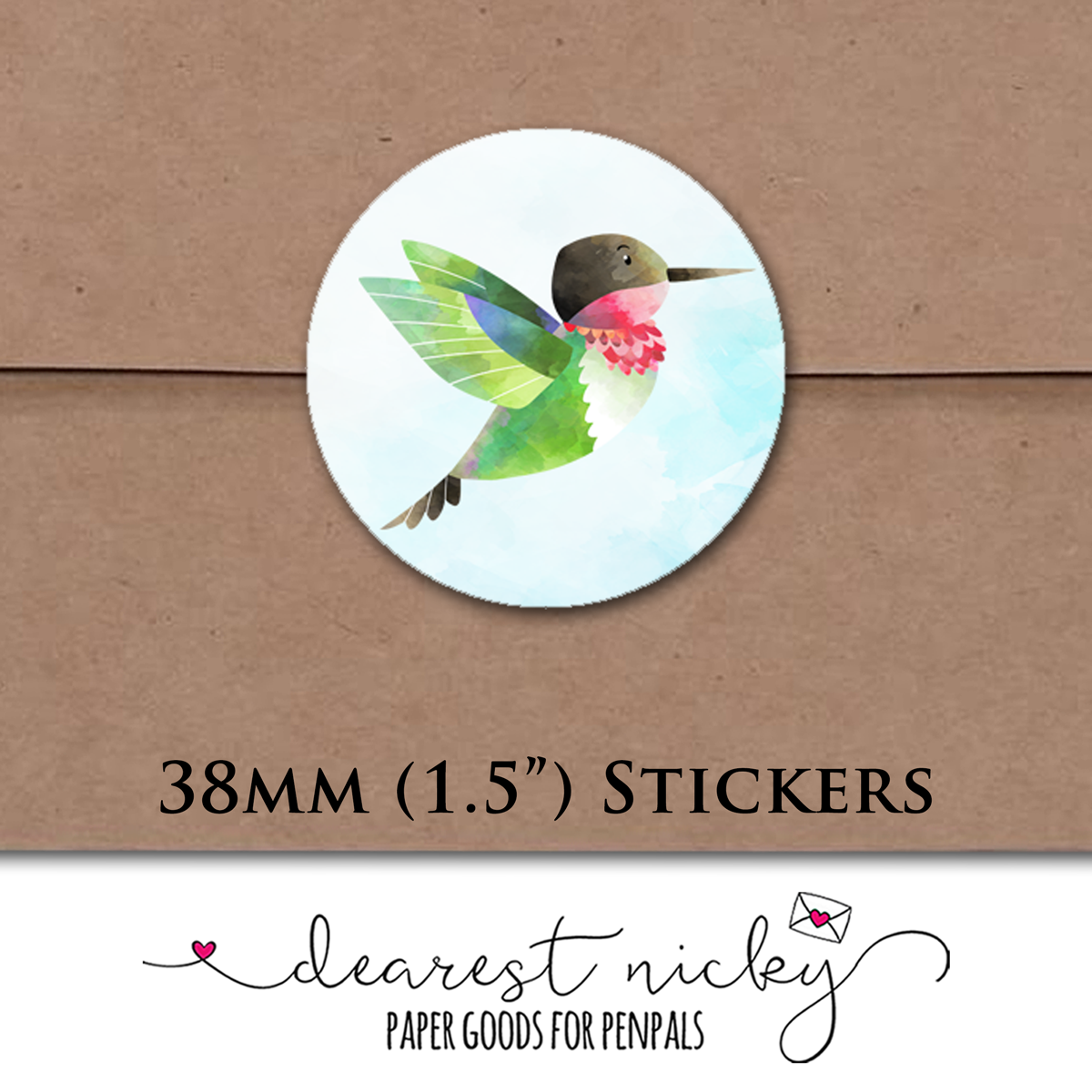 Hummingbird and Coneflower Envelope Seals - Set of 30 Stickers