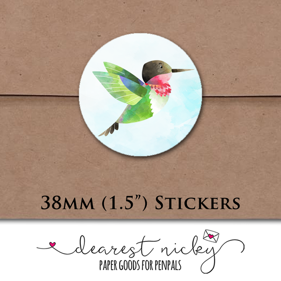 Hummingbird and Coneflower Envelope Seals <br> Set of 30 Stickers
