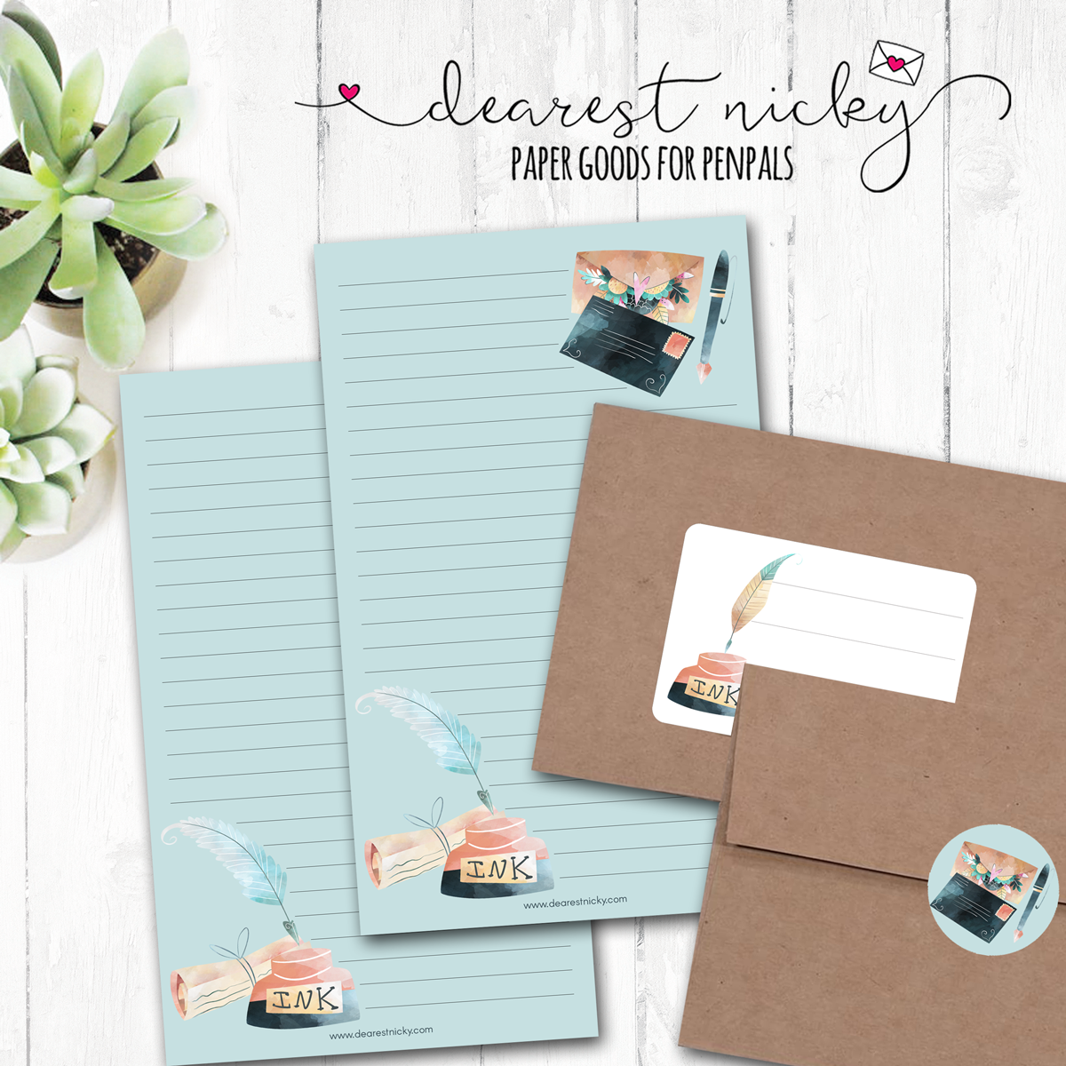 Nicky Writing Inkwell and Quill Letter Writing Set – Dearest Nicky