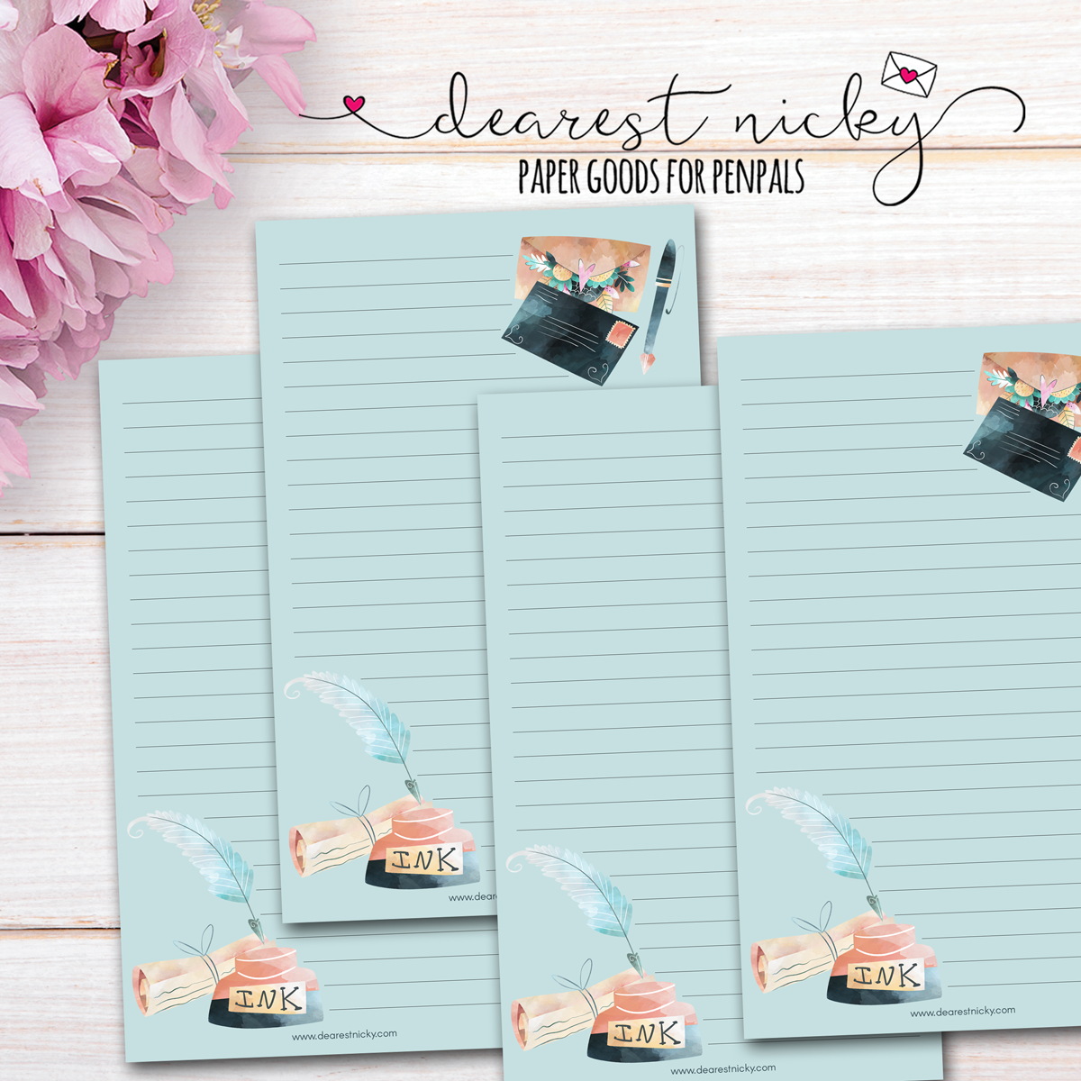 Nicky Writing Inkwell and Quill Letter Writing Paper – Dearest Nicky