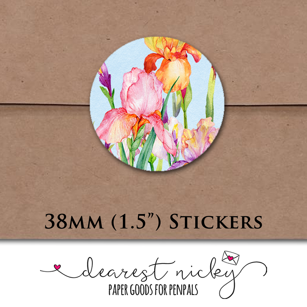 Iris Garden Envelope Seals - Set of 30 Stickers