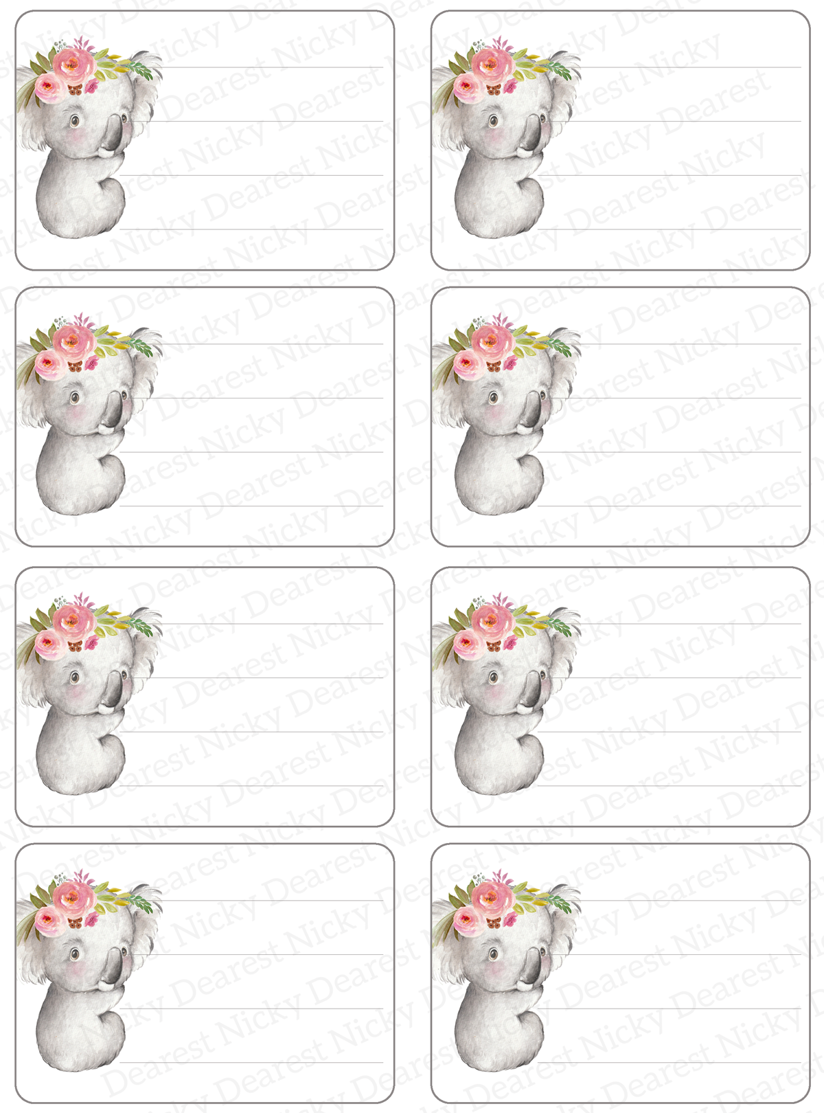 Koala Bear Mailing Address Labels - Set of 16