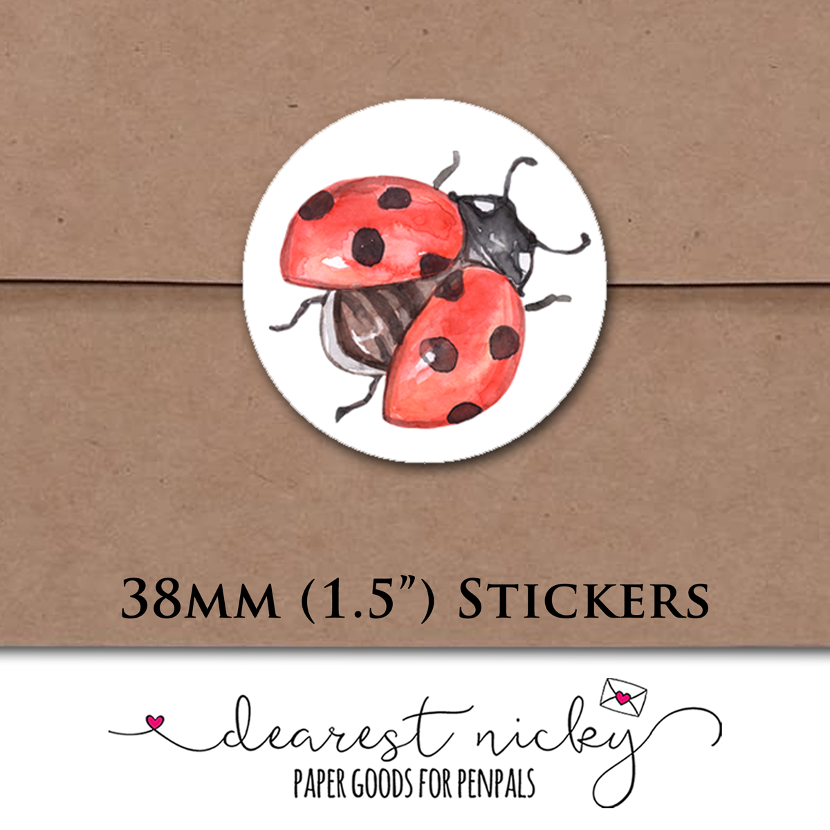 Ladybug Envelope Seals - Set of 30 Stickers