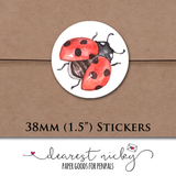 Ladybug Envelope Seals <br> Set of 30 Stickers