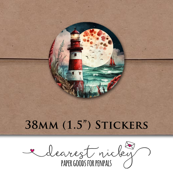 Lighthouse Envelope Seals <br> Set of 30 Stickers